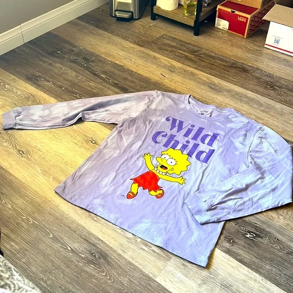 The Simpson Wild Child Lisa LS Tie Dye Purple T-Shirt size S New - Picture 3 of 7
